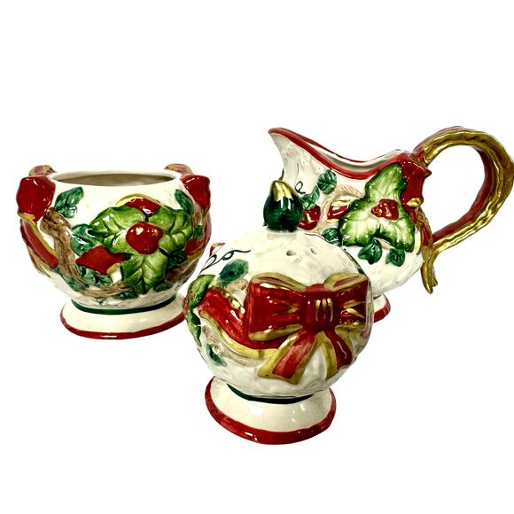 Fitz & Floyd OCI Sri Lanka 3-Pieces-Baroque Creamer Sugar/No Lid & One Shaker - Picture 2 of 8